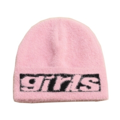 Custom Soft Fleece Sports Black Beanie Hats Knitted For Girls