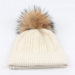 Custom 100% Acrylic FauxFur Pom-Pom Winter Beanies / Knit Hat