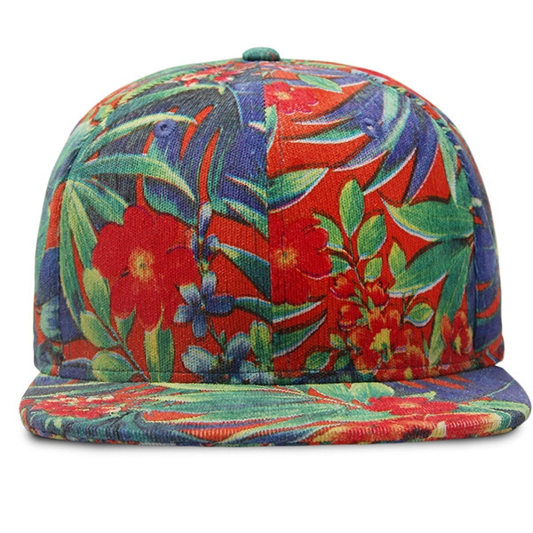 Custom Floral Snapback Hat Flat Brim